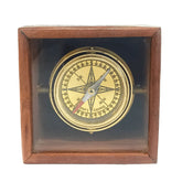 Vintage brass gimbal compass with wooden box nautical decor